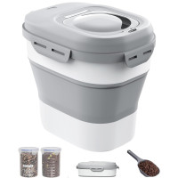 30-35 Lbs Dog                                Food Storage Container Collapsible Dog Food Container with Airtight Lids, Wheels, Scoop                                and 2pcs Food Storage Containers, Large Pet food storage for Dog, Cat